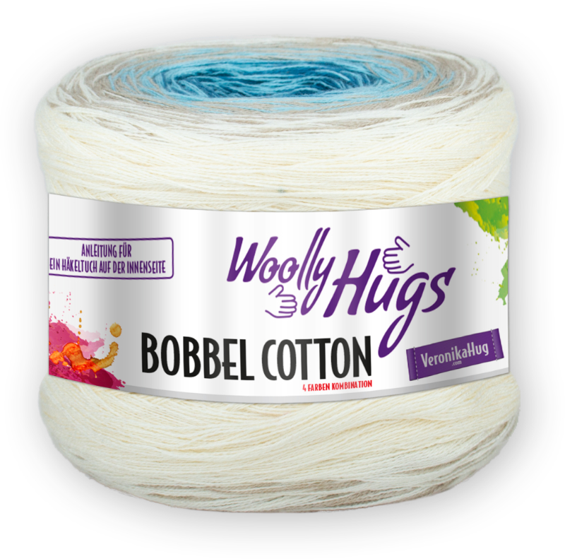 BOBBEL cotton 800m von Woolly Hugs 0059 - natur / türkis