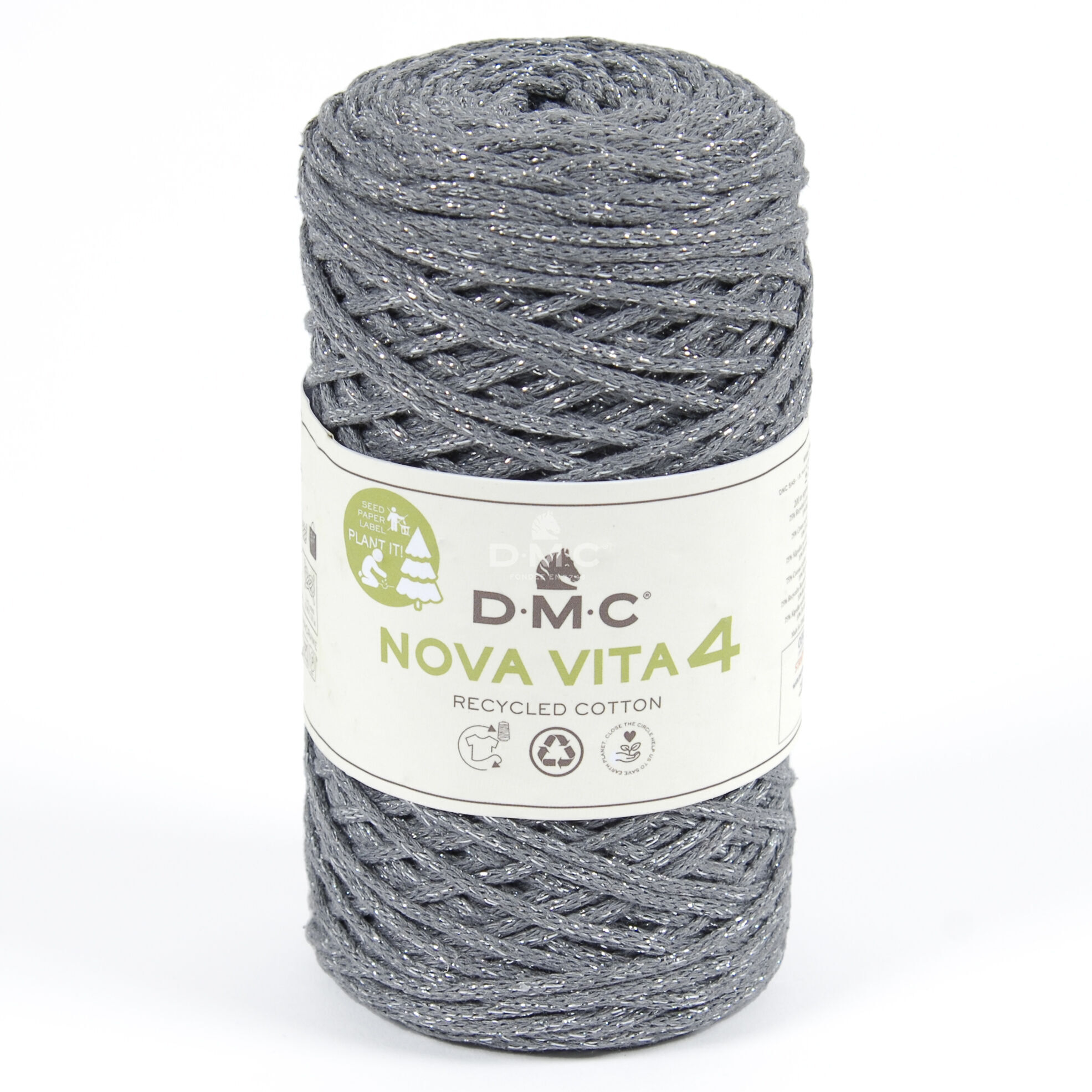 Nova Vita 4 Metallic Effects Häkel- Makramee und Strickgarn von DMC 0012 - grau metallic