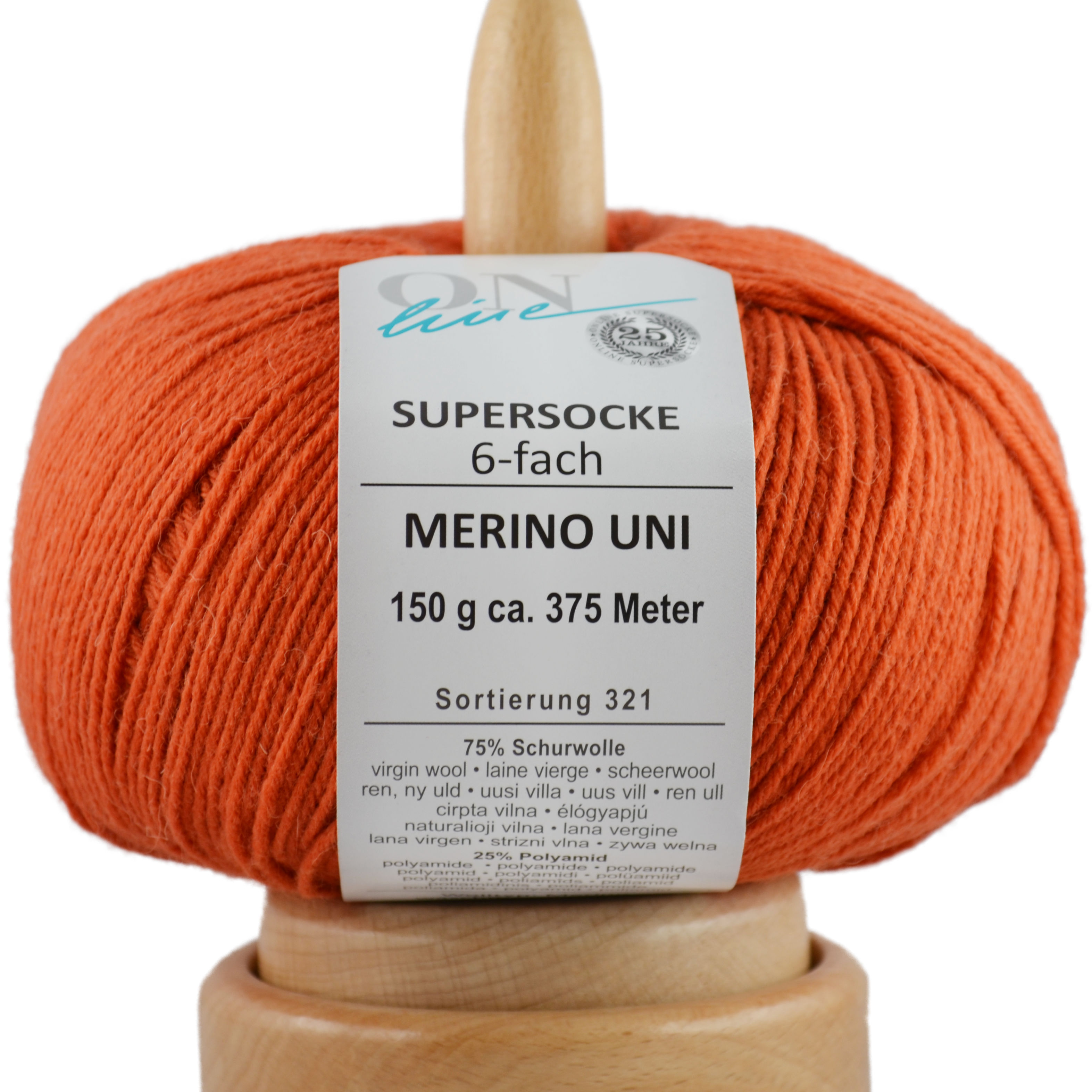 Supersocke 6-fach Merino Uni von ONline Sort. 321 - 5003 - rost