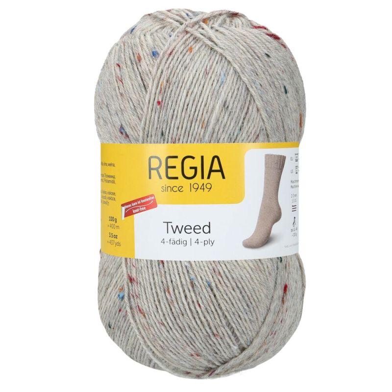 Sockenwolle Tweed 4-fach 100 g von Regia 0090 hellgrau Sockenwolle Tweed 4-fach 100 g von Regia 0090 hellgrau
