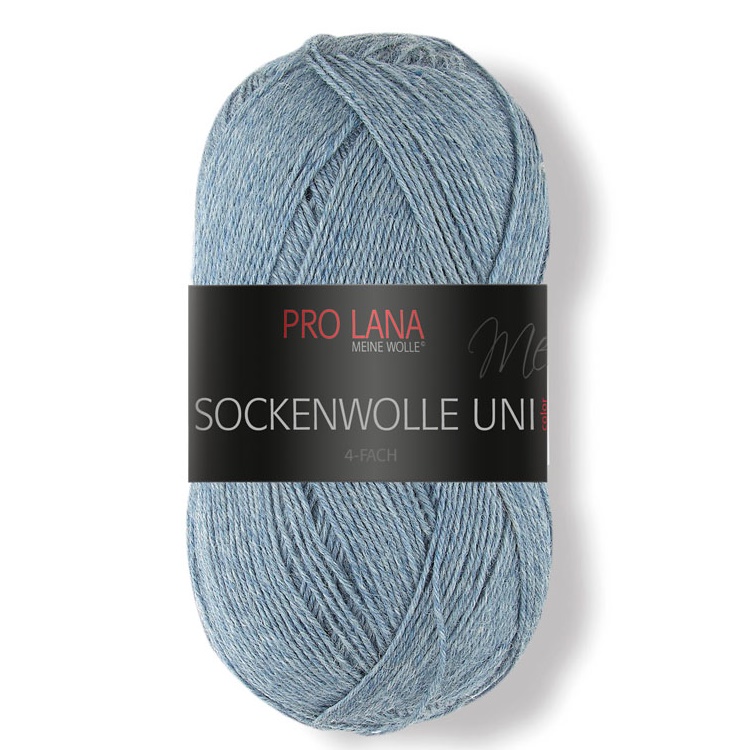 Sockenwolle uni - 4-fach von Pro Lana 0406 - jeans melange