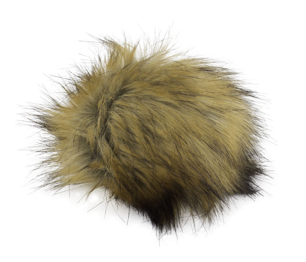 Fell Pompon XXXL mit Druckknopf sand melange