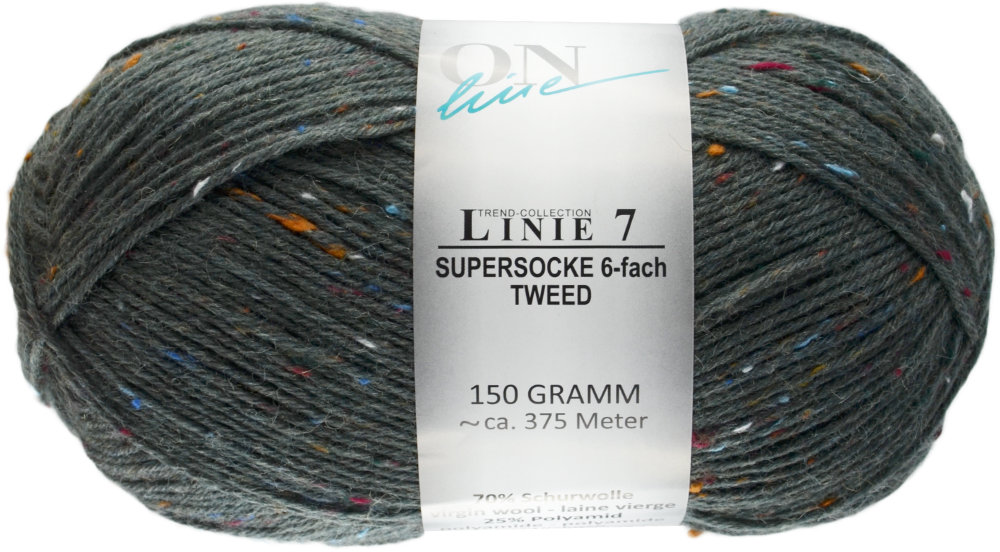 Supersocke 6-fach Tweed Linie 7 von ONline 0908 - grau/blau