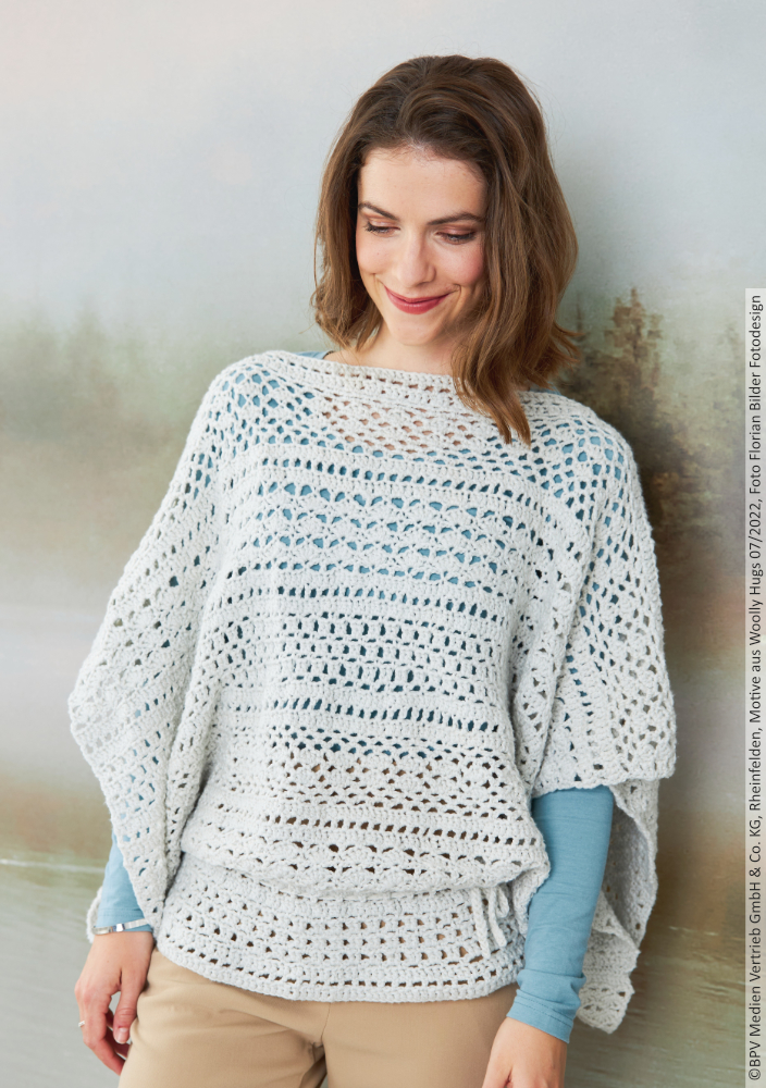 Ponchpullover Häkelmix | Wollpaket mit Cashmere+ | Häkeln