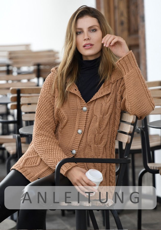 Kapuzenjacke im Mustermix | Einzelanleitung | Wolle Starwool Maxi Linie 8  | Stricken | ONline