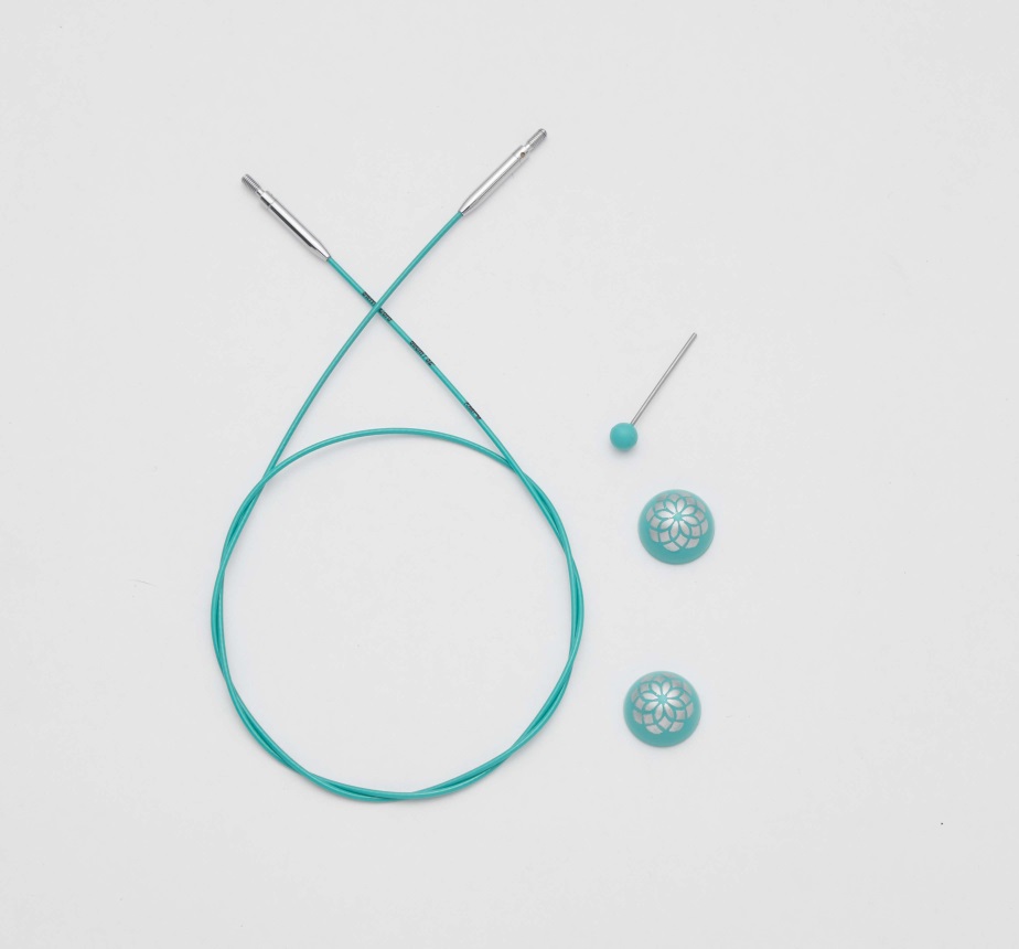 Seil türkis, Edelstahl nylonummantelt für knit pro Nadelspitzen | 126cm für 150cm/60'' Rundstricknadel