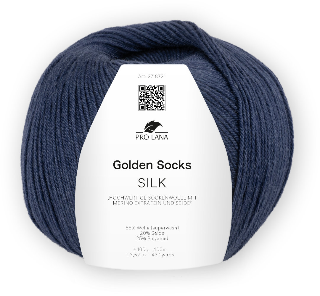 Silk Golden Socks - 4-fach Sockenwolle von Pro Lana 0058 - dunkel blau meliert