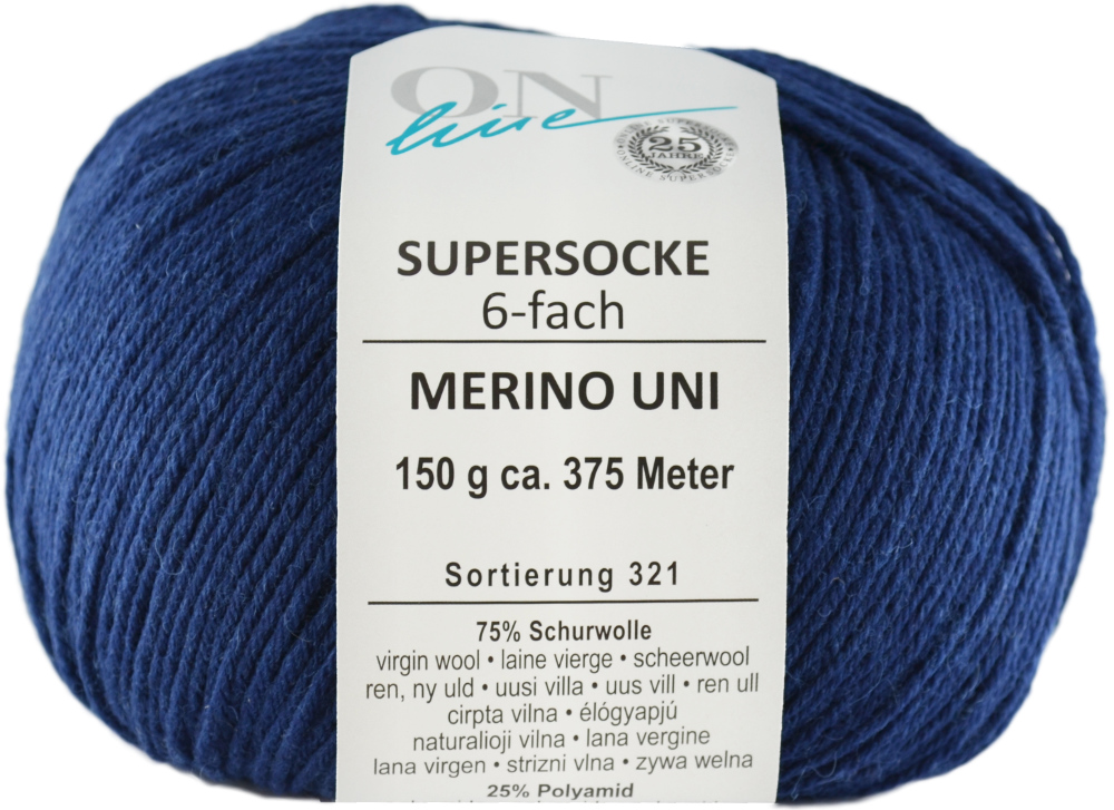 Supersocke 6-fach Merino Uni von ONline Sort. 321 - 5011 - dunkeljeans