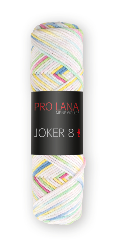Joker 8 color Topflappengarn von Pro Lana 0538 - weiß / bunt