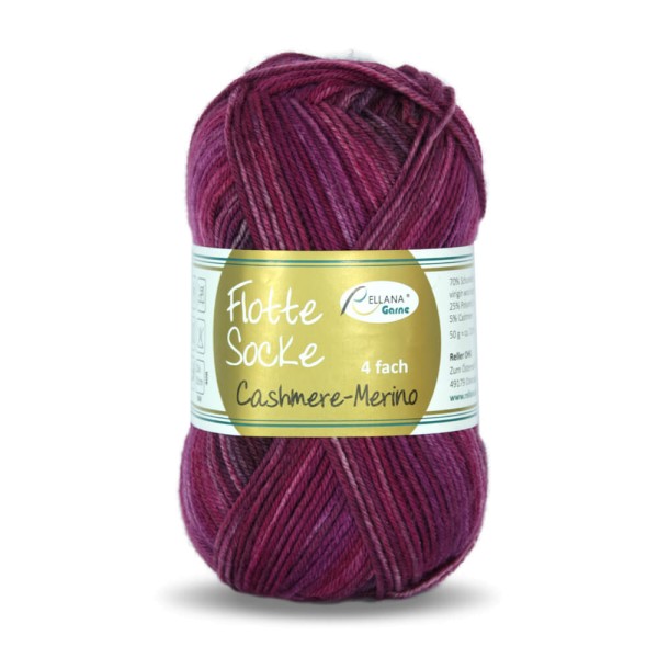 Flotte Socke Cashmere-Merino - 4-fach Sockenwolle 1328 - weinrot-rot-hellrot