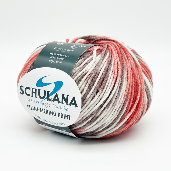 Filini-Merino Print von Schulana 0221 - weiß/braun/lachs