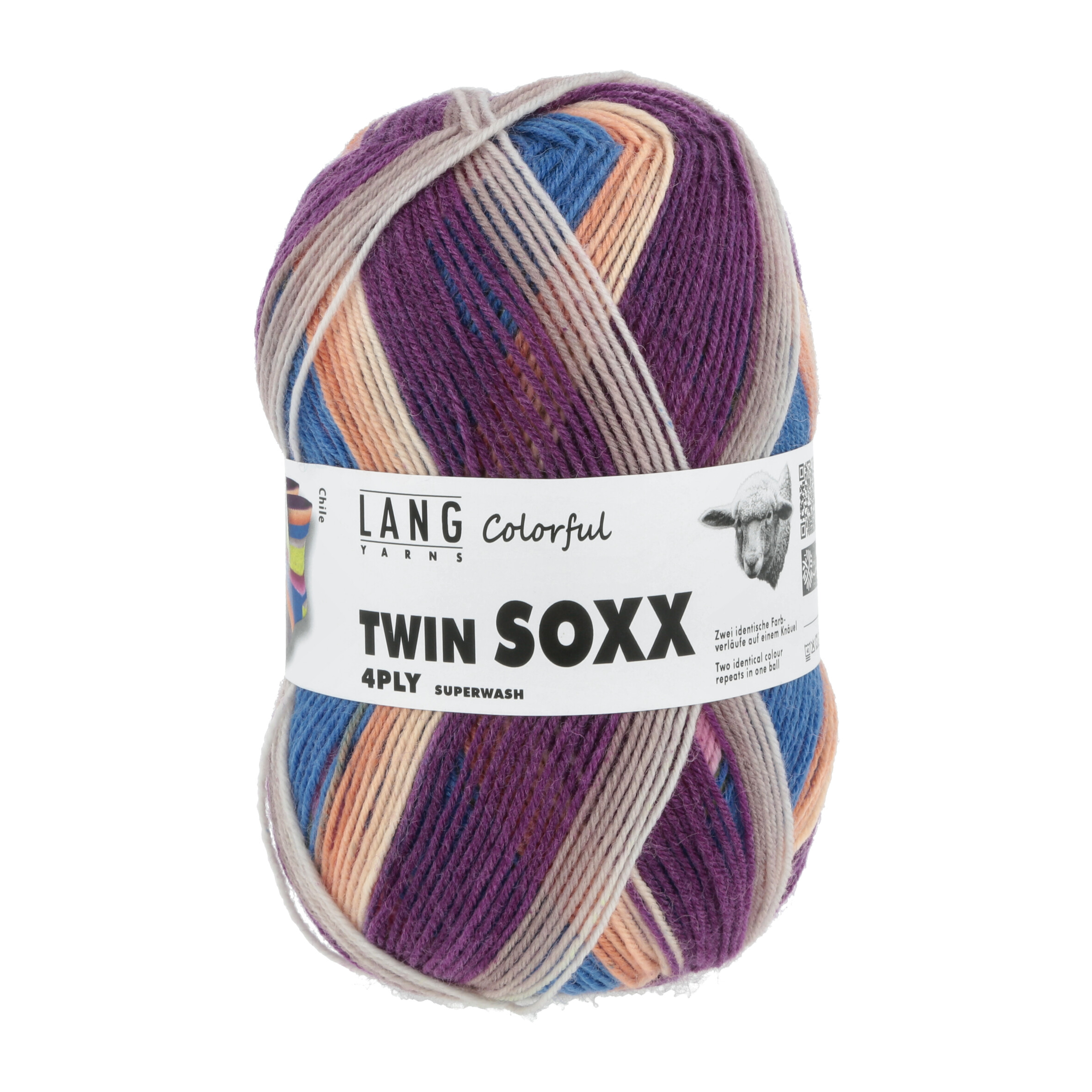 Twin Soxx 4-fach von Lang Yarns Colorful - 0318 - Chile