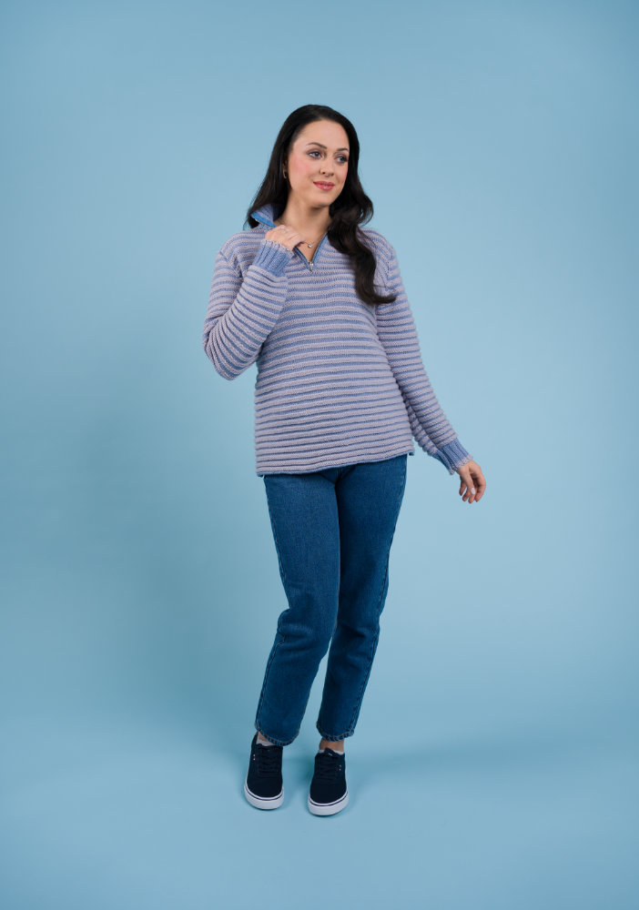 Streifenpulli mit Kragen | Anleitungsheft | Wolle Merino Pur 125  | Stricken | Pro Lana
