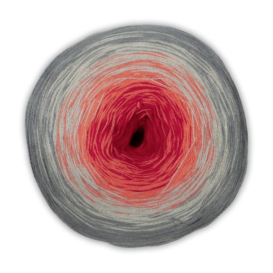 BOBBEL cotton 800m von Woolly Hugs 0065 - grau / koralle BOBBEL cotton 800m von Woolly Hugs 0065 - grau / koralle