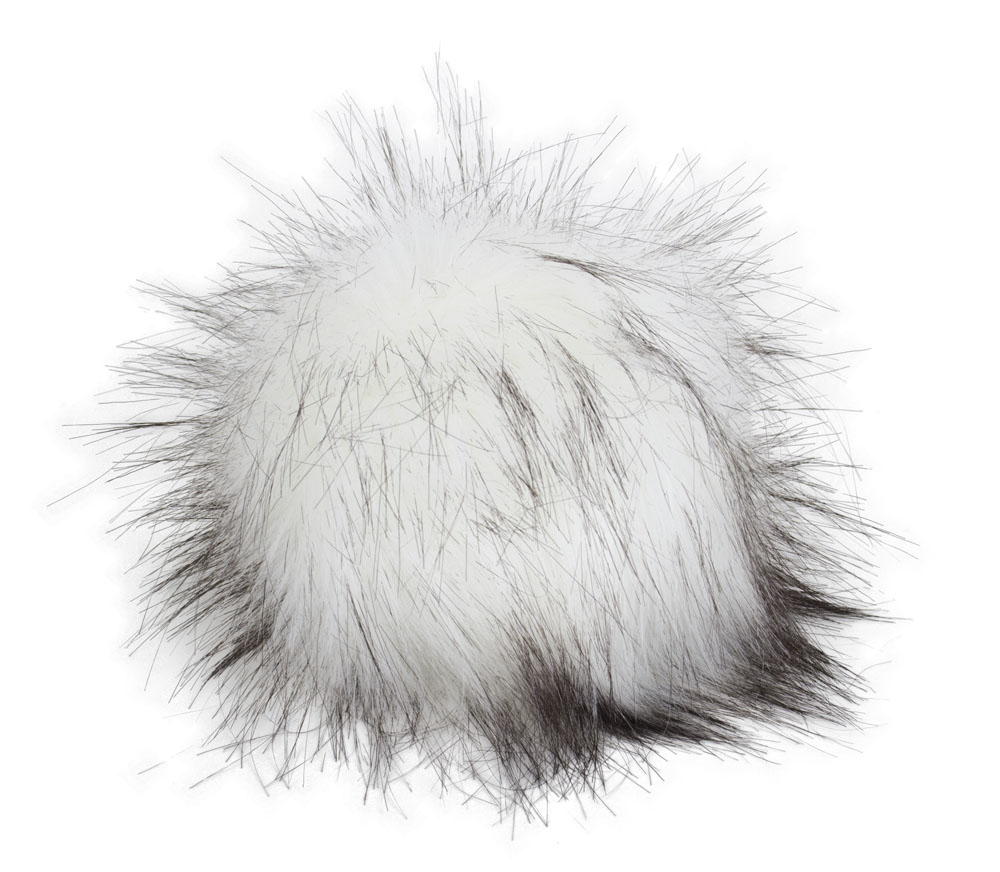 Fell Pompon XXXL mit Druckknopf white black 