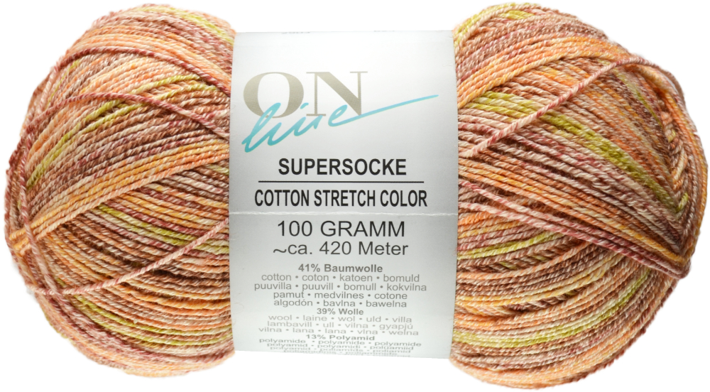 Supersocke 100 Cotton Stretch Color von ONLine Sort. 347 - 2903 - orange/gelb/rost