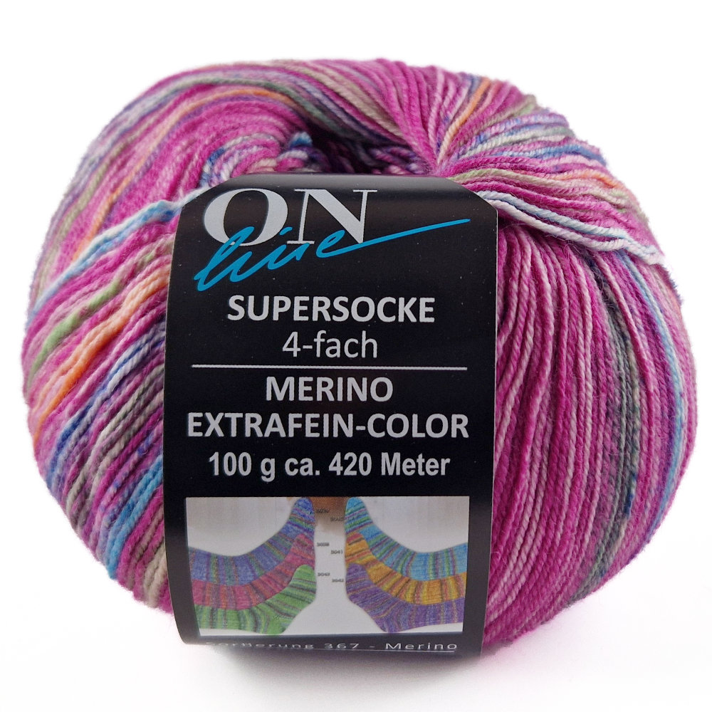 Supersocke Merino Extrafein Sort. 367 Color 4-fach von ONline
