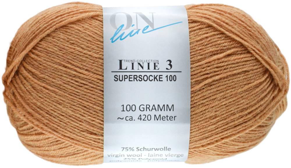 Supersocke 100 Linie 3 Uni 4-fach von ONline 0069 - camel
