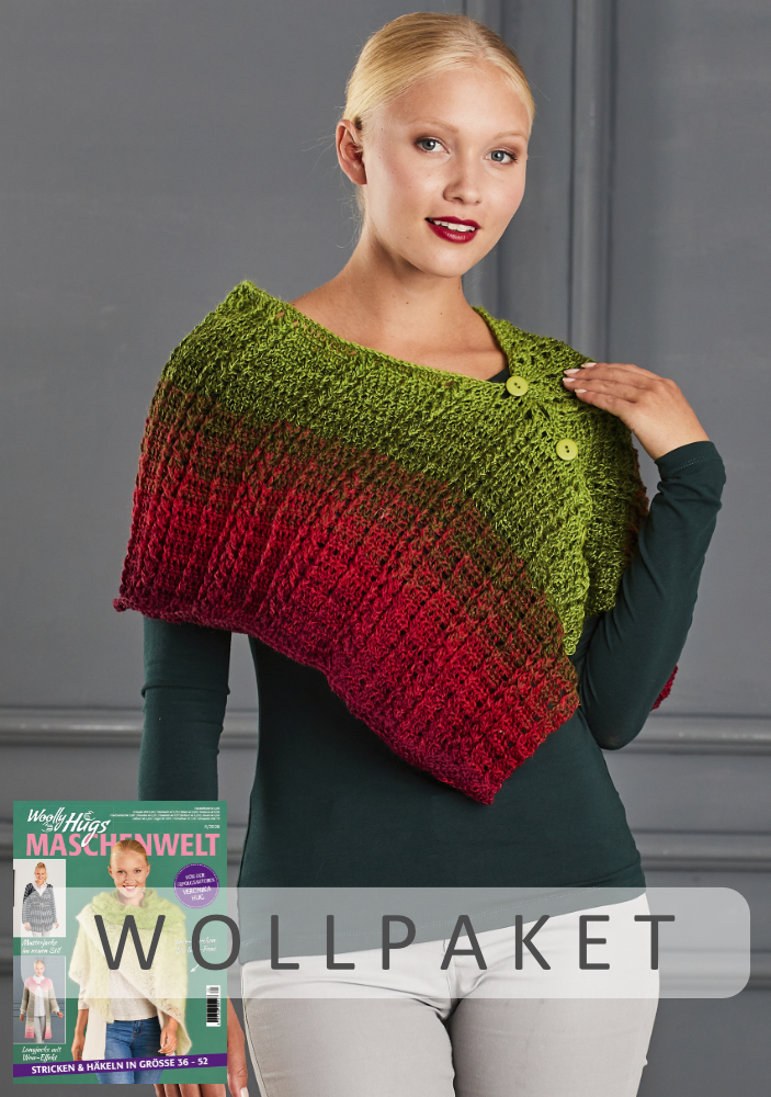 Kurzponcho Island | Wollpaket mit Bobbel Merino Mix | Häkeln