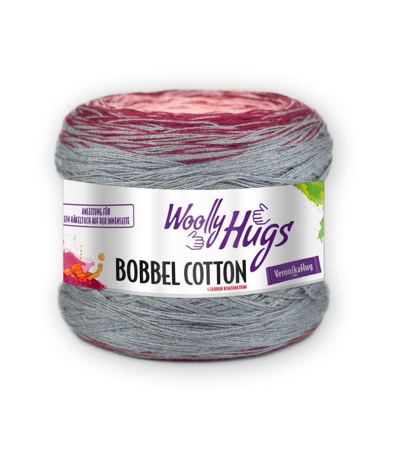 BOBBEL cotton 800m von Woolly Hugs 0001 - altrosa / bordeaux / grau