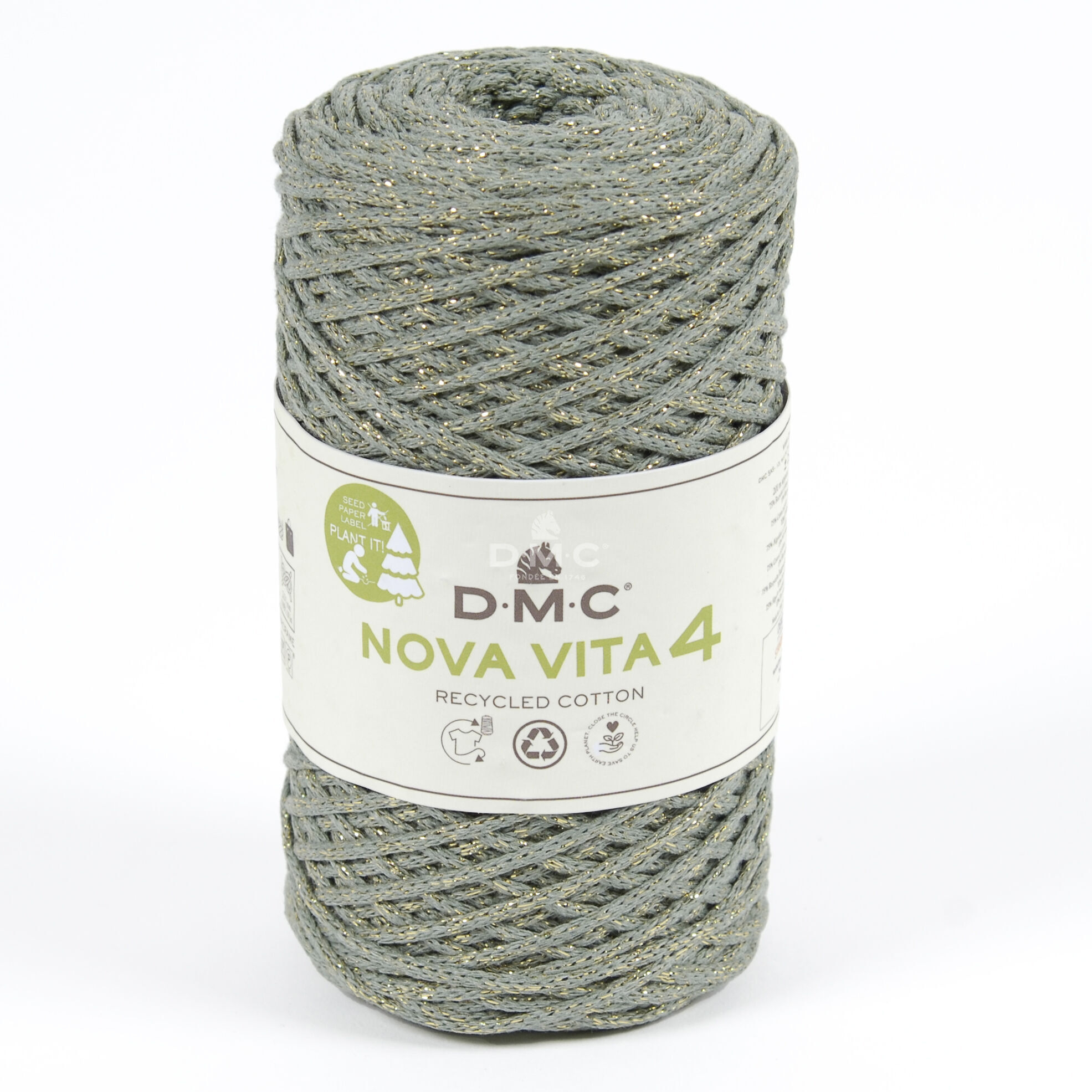 Nova Vita 4 Metallic Effects Häkel- Makramee und Strickgarn von DMC 0128 - Khaki metallic