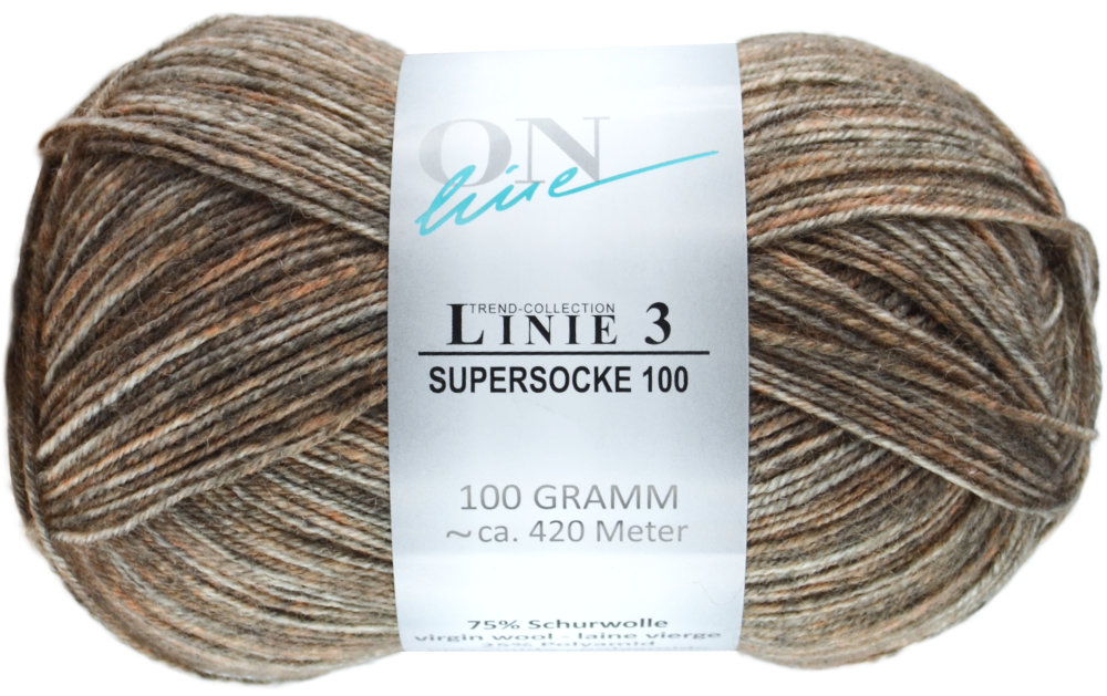 Supersocke 100 Linie 3 Color 4-fach - 0717 - beige/braun von ONline