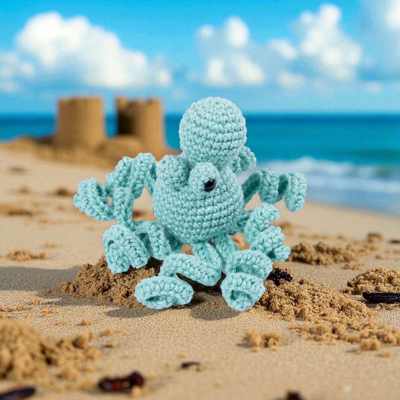 Oktopus Puki - MyGurumi  | Wollpaket mit Basic Cotton 0061 - lagune | Häkeln | @magicloopscrochet Cansu Deniz-Öztürk