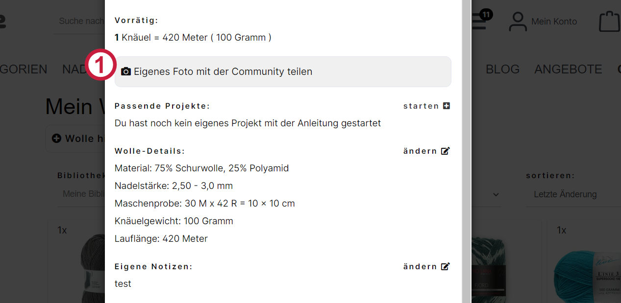 Teilnahme in deinem Wolle-Vorrat