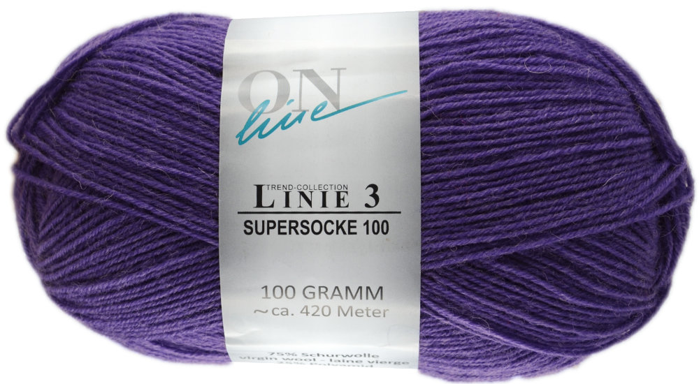 Supersocke 100 Linie 3 Uni 4-fach von ONline 0051 - lila