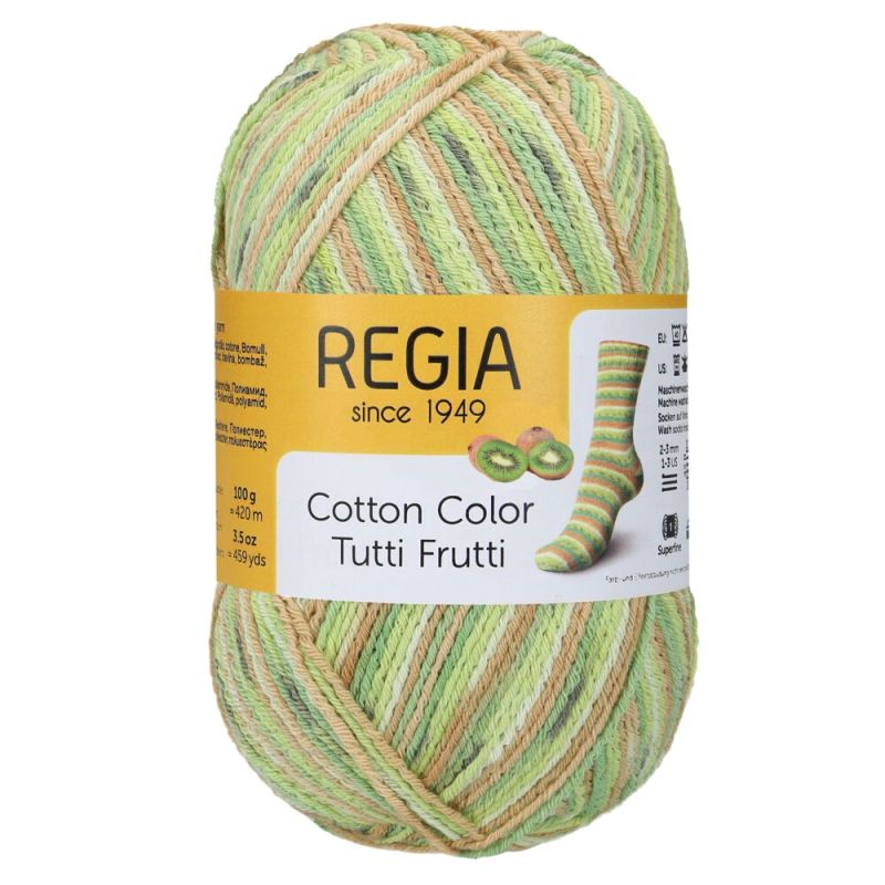Regia Cotton 4-fach Color 100 g von Regia Tutti Frutti 2418 kiwi Regia Cotton 4-fach Color 100 g von Regia