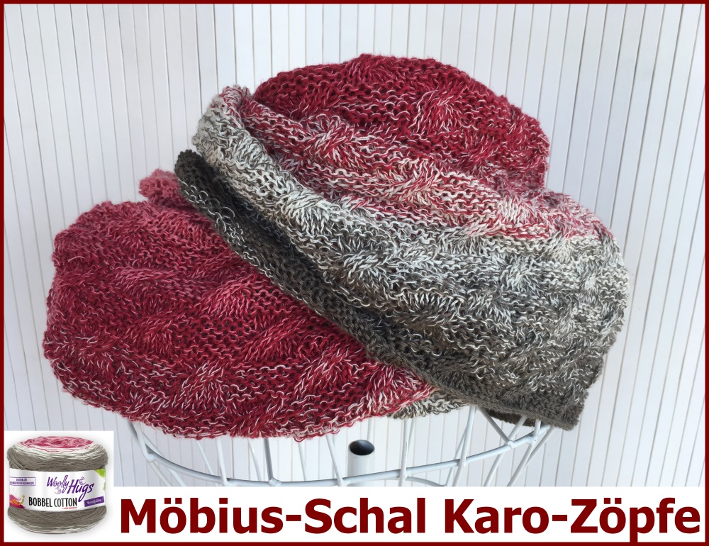 Möbiusschal Karozöpfe | Einzelanleitung | Wolle BOBBEL cotton 800m  | Stricken | Veronika Hug