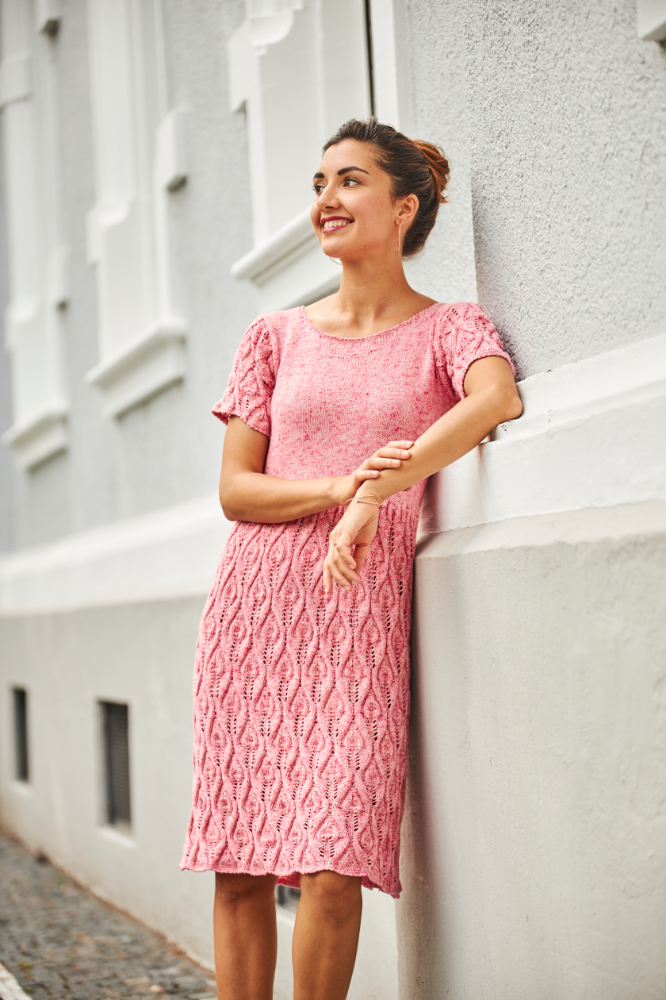 Kleid mit Blattmuster | Wollpaket mit Viva Summer | Stricken