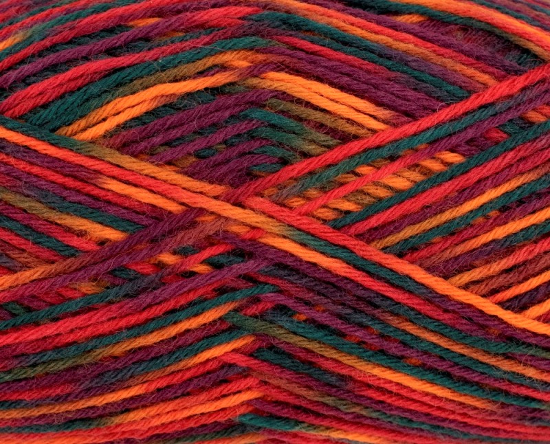 Supersocke 6-fach Linie 7 Color ONline 0713 - rot / orange / grün
