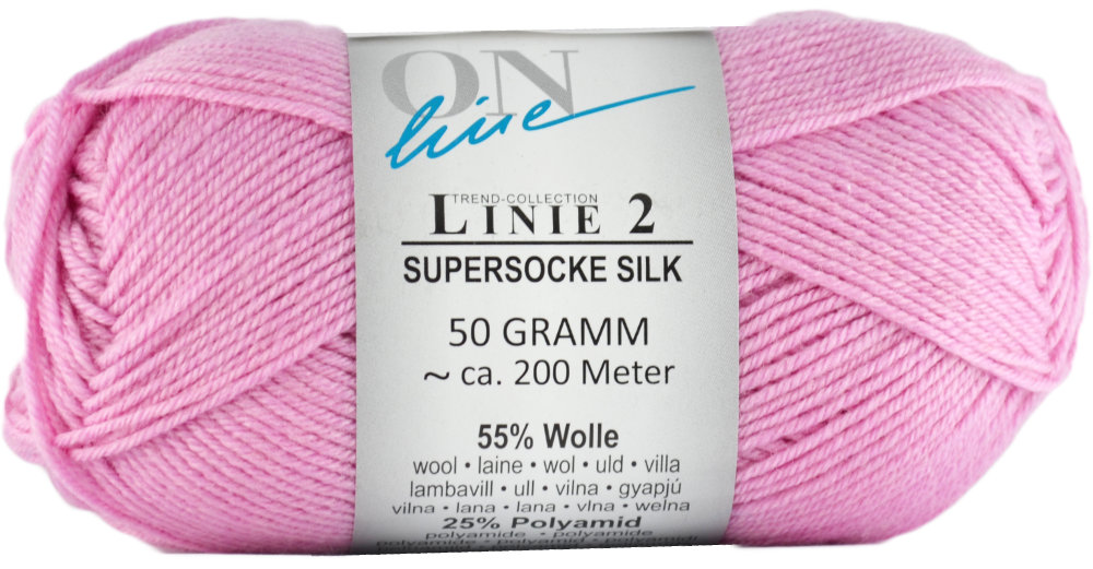 Supersocke Silk Linie 2 Uni 4-fach von ONline 0030 - pinkrosa
