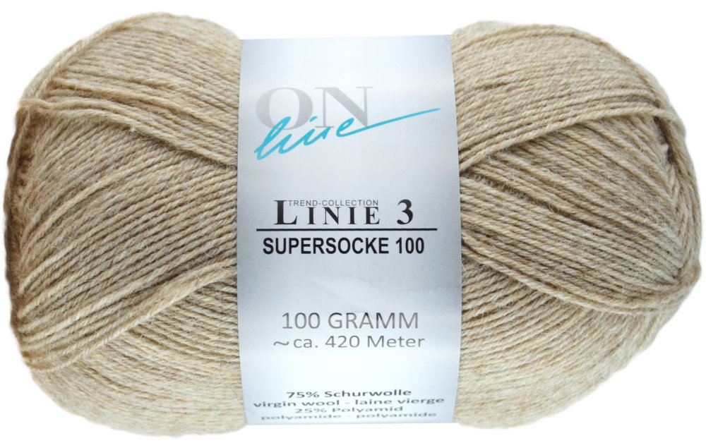 Supersocke 100 Linie 3 Uni 4-fach von ONline 0101 - natur melange