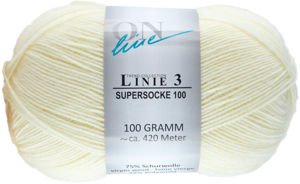 Supersocke 100 Linie 3 Uni 4-fach von ONline 0001 - weiß