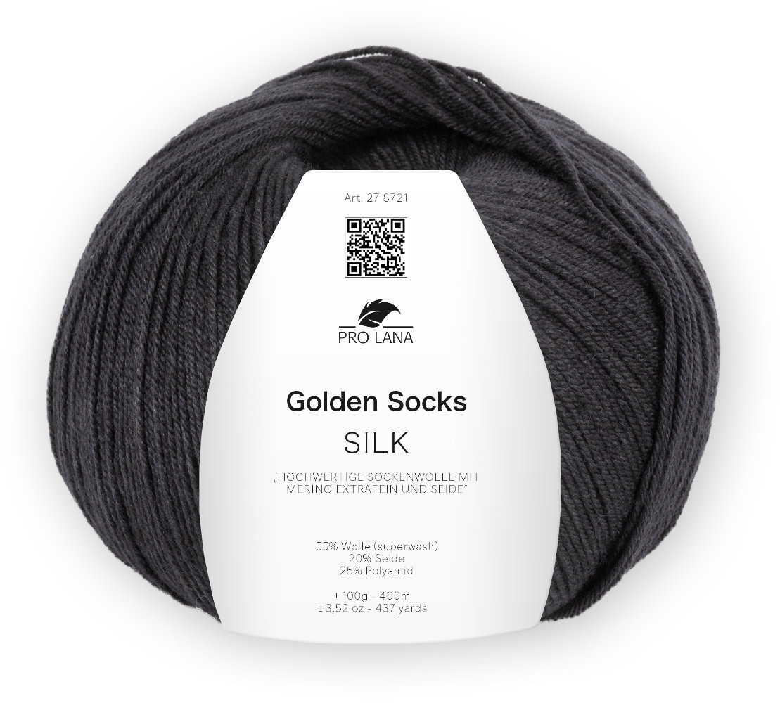 Silk Golden Socks - 4-fach Sockenwolle von Pro Lana 0097 - dunkel grau meliert