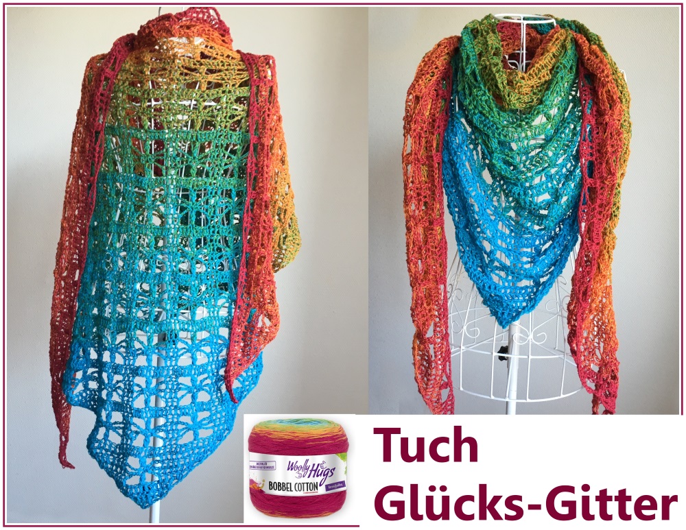 Tuch Glücks-Gitter | Wollpaket mit BOBBEL cotton 800m | Häkeln