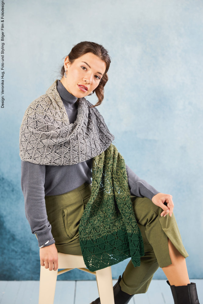 Stola Diagonale Rauten | Anleitungsheft | Wolle BOBBEL cotton 800m  | Stricken | Veronika Hug, Woolly Hugs, Christophorus Verlag