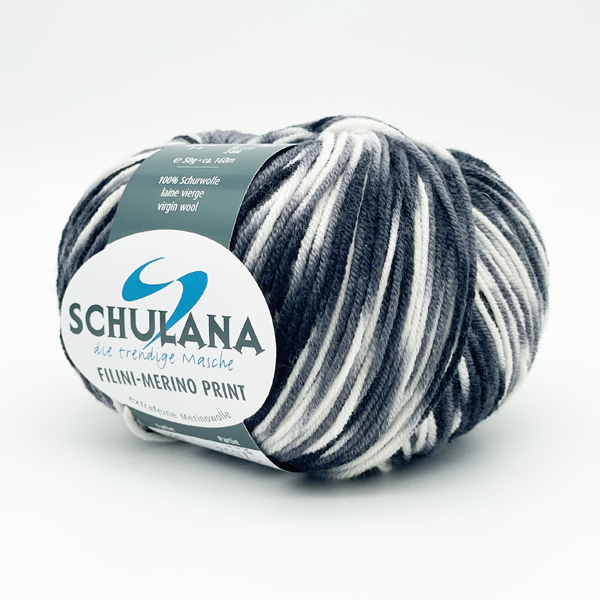 Filini-Merino Print von Schulana 0220 - weiß/grau/schwarz