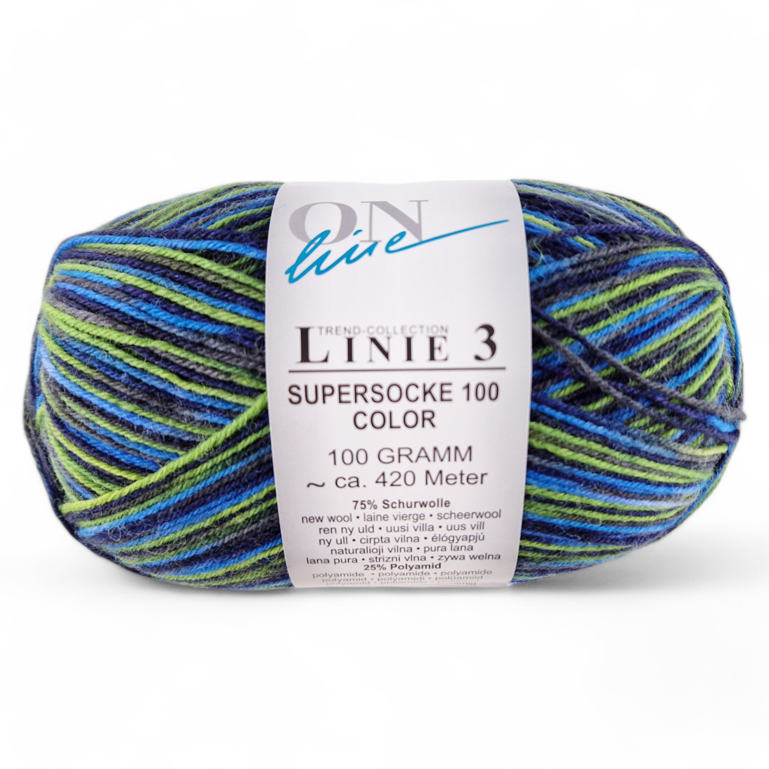 Supersocke 100 Linie 3 Color 4-fach von ONline Linie 3 - 0727 - grün/blau