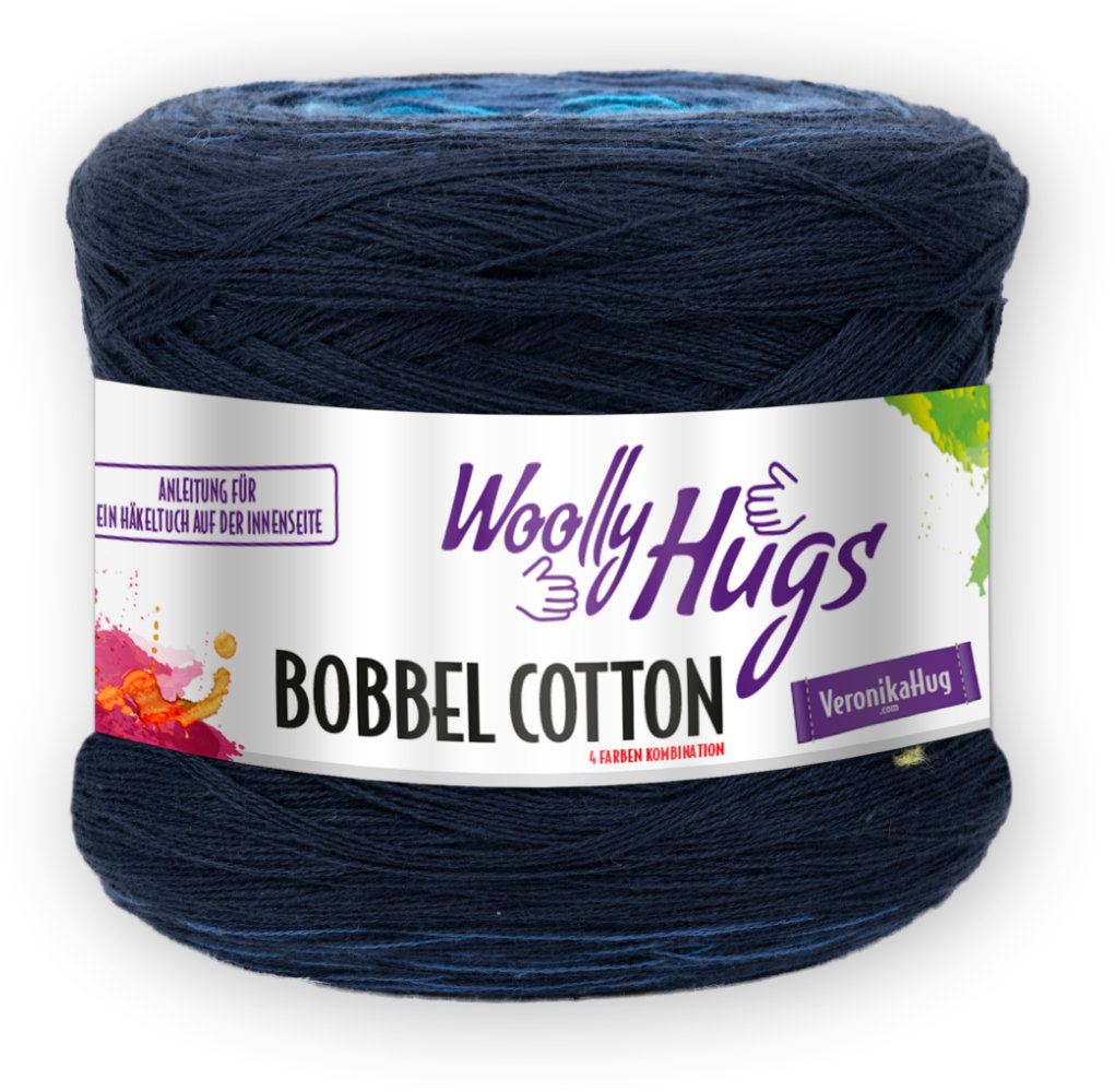 BOBBEL cotton 800m von Woolly Hugs 0074 - türkis/dunkelblau