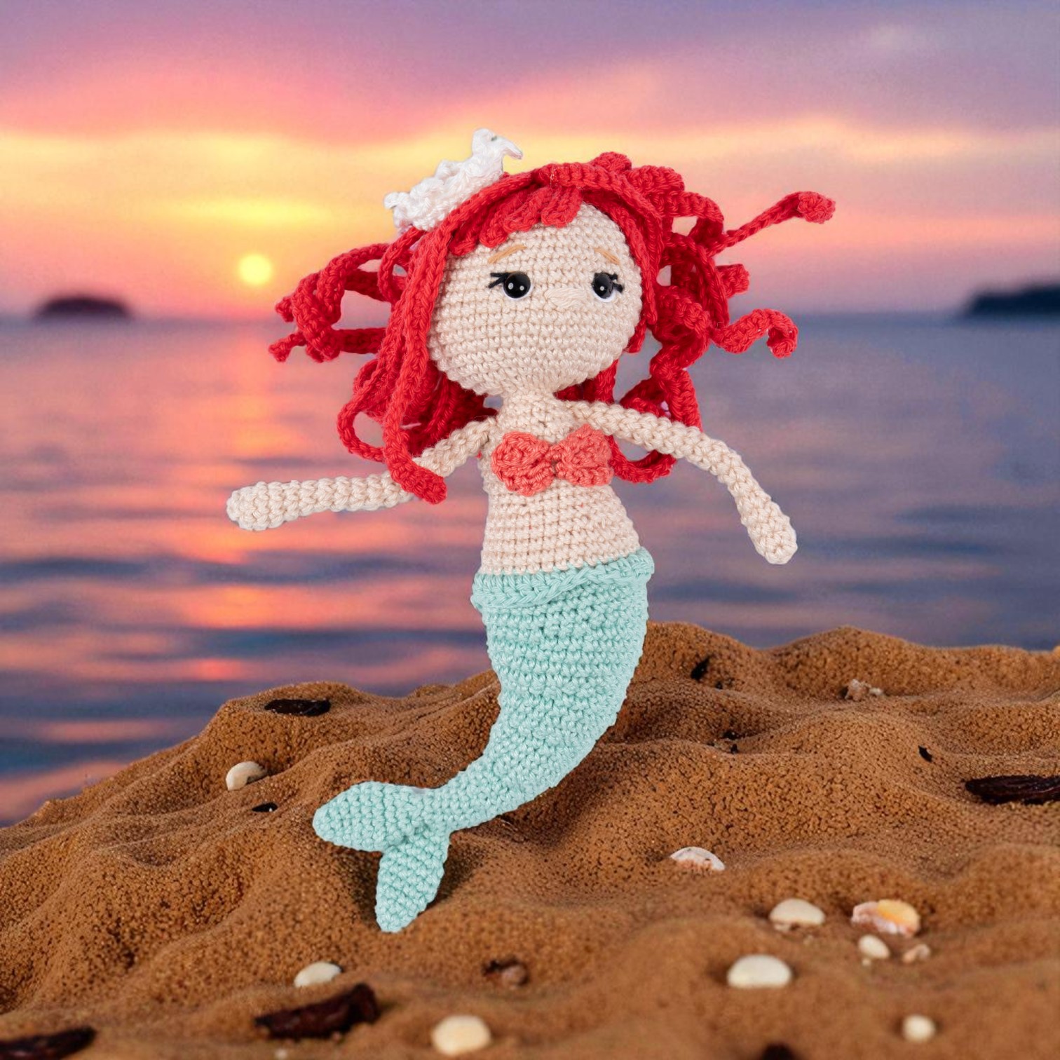 Meerjungfrau Leni - MyGurumi  | Wollpaket mit Basic Cotton 0061 - lagune | Häkeln | @magicloopscrochet Cansu Deniz-Öztürk