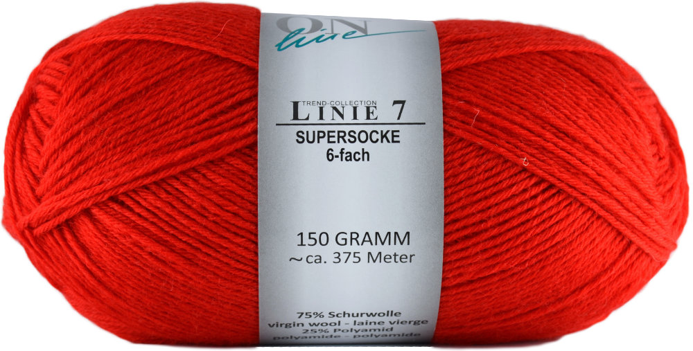 Supersocke 6-fach Linie 7 Uni von ONline 0021 - rot Supersocke 6-fach Linie 7 Uni von ONline 0021 - rot
