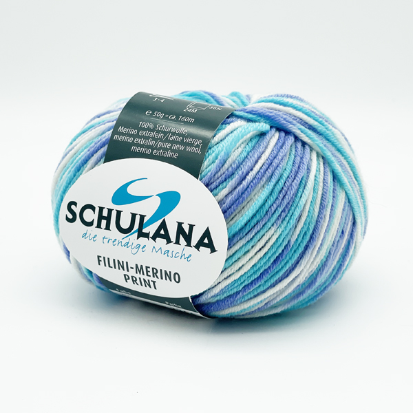 Filini-Merino Print von Schulana 0201 - weiß/lila/türkis