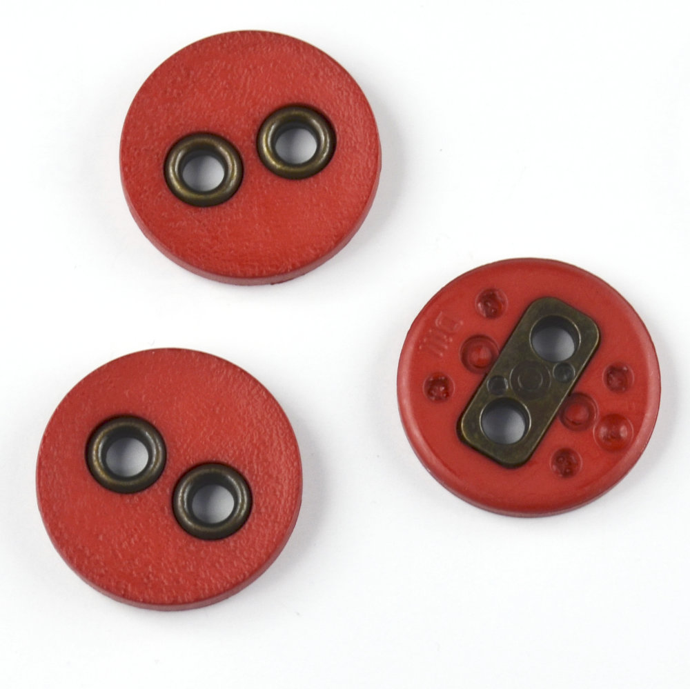 Modeknopf mit Metalllöchern 23 mm rot von Dill