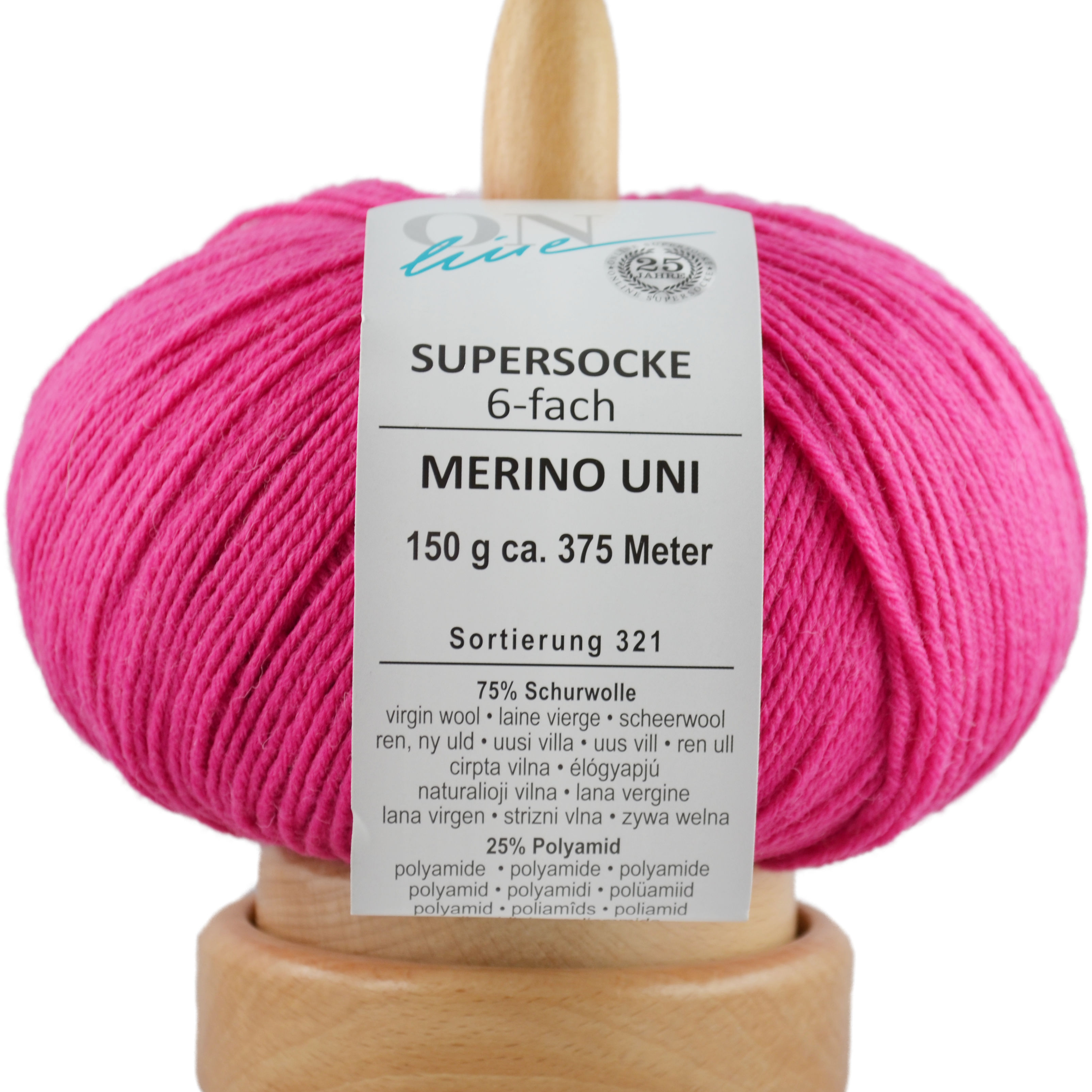 Supersocke 6-fach Merino Uni von ONline Sort. 321 - 5002 - pink