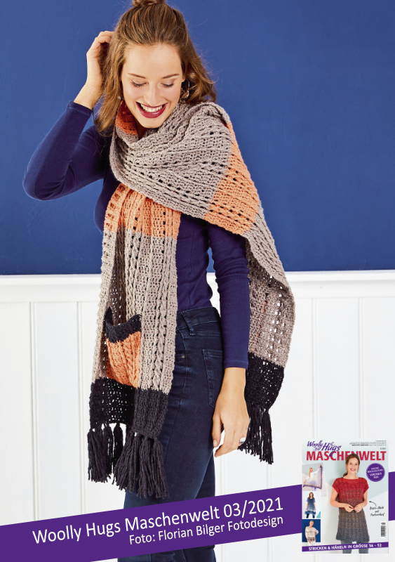 XL-Schal Falun | Anleitungsheft | Wolle Cashmere+  | Häkeln | Woolly Hugs