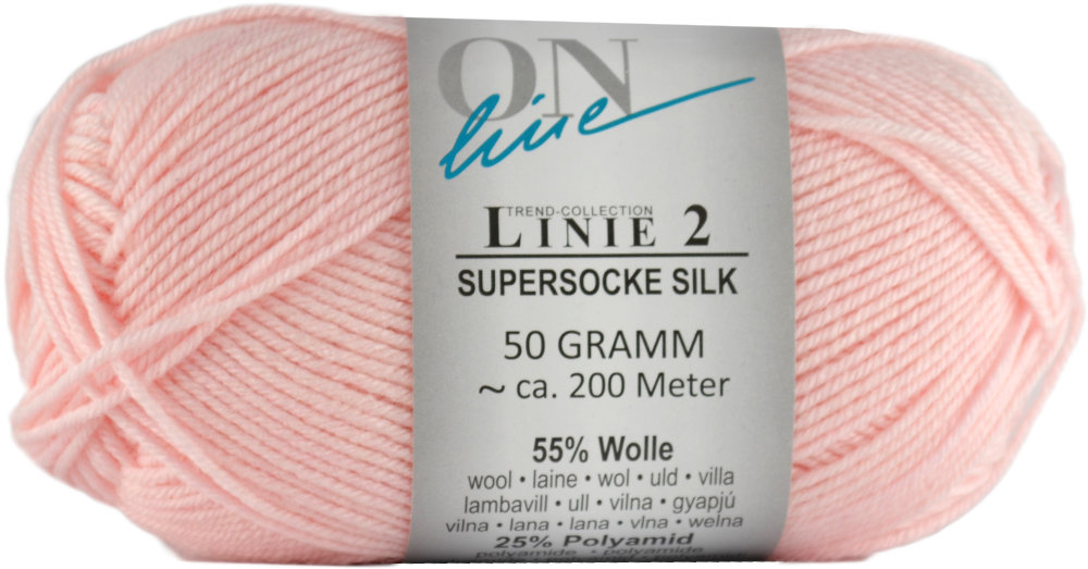 Supersocke Silk Linie 2 Uni 4-fach von ONline 0025 - zartrosa