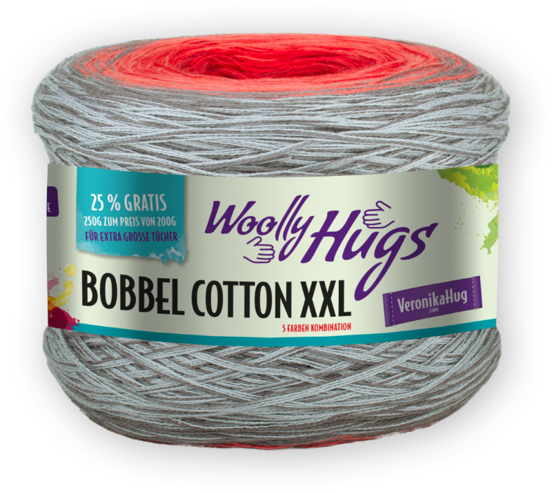 Bobbel Cotton XXL von Woolly Hugs 0609 - rot / grau